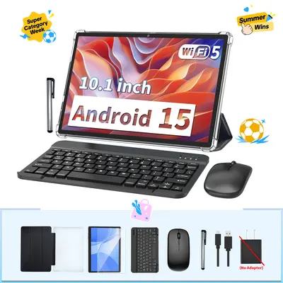 PYNAREL 2026 Android 15 Compact Type-C Tablet - All-in-1 Gift Bundle with Keyboard, Mouse, Stylus, Case, 1x User Manual, Enough Storage for Media, Easy Setup, Portable for Back-to-School & Travel,sohochic