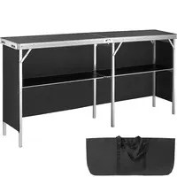 VEVOR Foldable Lightweight Extra Long Portable Bar Table - 4-leg Steady Base, 77.95"x15.16"x34.65", Black Skirt, Backyard Party Use, Folds for Quick Storage, Long-run Table Load, Carrying Case, Storage Shelf, #SohoChic