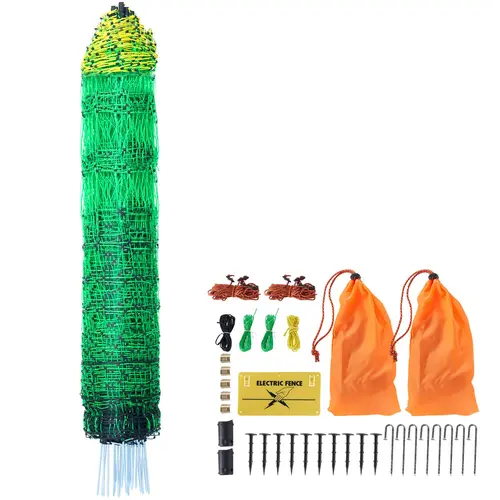 VEVOR Electric Fence Netting,  48" H x 168' L, PE Net Fencing Kit with Posts & Double-Spiked Stakes, Utility Portable Mesh,Used in Backyards, Farms, and Ranches#SohoChic