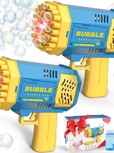 Bubble Machine, 2 Pack Bubble Gun Toy, Summer Kid Toy for Boys Girls, Bubble Blaster for Birthday, Wedding, Outdoor