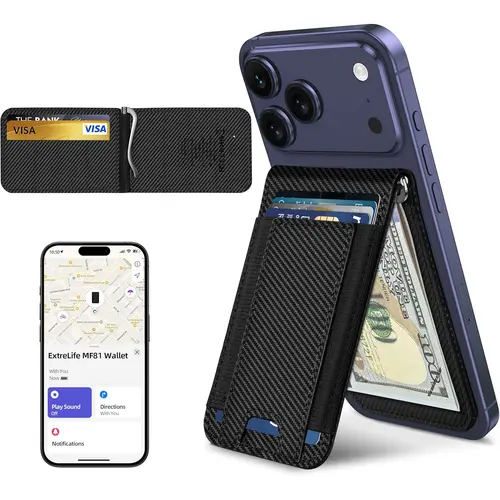 Magsafe Magnetic Wallet with Money Clip, 8-Card Holder, Adjustable Stand, Batteries Built-In, Apple Find My Compatible, Wireless Charging Compatible, Strong Magnet for iPhone 17/16/15/14/13/12 Series