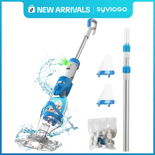 【Last Chance! $10 OFF】Enhulk Latest Upgrade PC22 Rechargeable Handheld Swimming Pool Vacuum Cleaner for Above Ground Pools, Telescopic Pole, 2 Suction Modes (H-Max Sand Mode), Ergonomic Handle, 18.5 Gals/Min Deep Cleaning, Filter Ball, Stairs/Corners Head