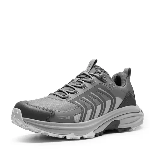 NORTIV 8 Men's Waterproof Hiking Running Shoes - Lace-Up Round Toe Athletic Casual Trainers, Lightweight Nylon Leather Male Shoes with Non-Slip Slick Sole, for Outdoor Trekking & Daily Wear, US Sizes