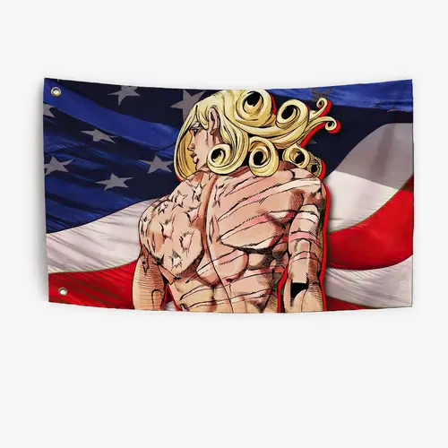 Funny Valentine Steel Ball Run's Main Antagonist Fashion Accessories indoor outdoor decorative flag, garage flag, tapestry.
