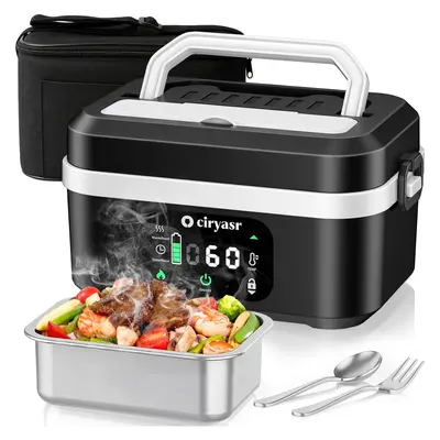 Cordless Electric Heated Lunch Box, Fast Heating Portable Food Warmer with 20000mAh, Stainless Steel Tableware and Insulated Bag for Work,Office, Travel, Camping,Suitable for Adults and Children#SummerWins