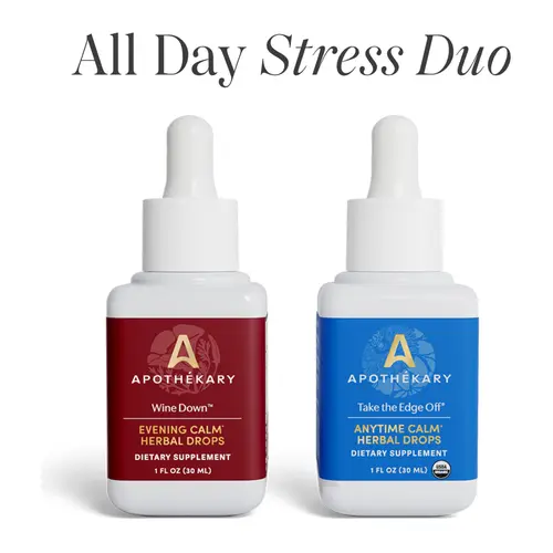 Apothékary All Day Stress Duo - Ease your stress from day to night - Tension Relief & Sleep Support Liquid Herbal Drops* | Made in the USA