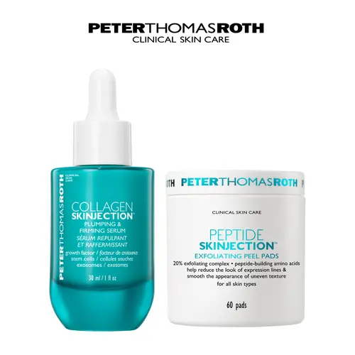 Peter Thomas Roth Prep & Treat Skincare Routine Bundle, Collagen Skinjection Plumping & Firming Serum with Exosomes, Growth Factor and Stem Cells