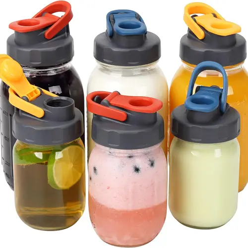 Soligt Mason Jar Lids - 4/6-Pack Wide/Regular Pour Spout Flip Cap for Ball Brand, BPA-Free Leakproof Airtight Container Set, Premium Plastic Built Tough Round Shape for Storage Bottles & Jars (Jars Not Included),sohochic
