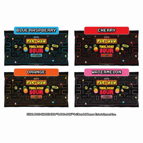 Pacman x Final Boss Sour: Pineapple Dippers (1 or 4 Pack) Extreme Sour Candy Sour Watermelon Flavor