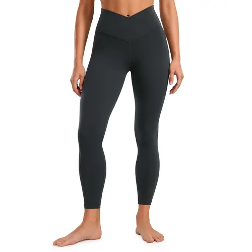 CRZ YOGA Womens Butterluxe Cross Waist Workout Leggings 25" - V Crossover High Waisted Gym Yoga Leggings