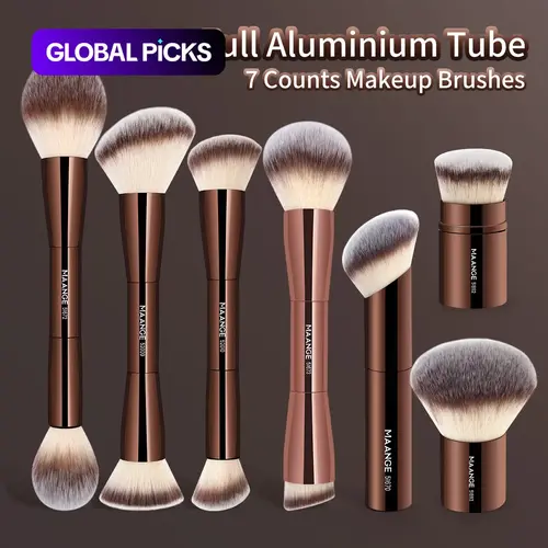 MAANGE Multi-Use Makeup Brush Set, Complexion Brush Set, 7-Count Ergonomic Cosmetic Brushes, Face Makeup Brushes for Blush, Contour, Highlighter and Concealer, Makeup Blending Brushes and Facial Detailing Tools for Women and Girls, Cosmetics Brush