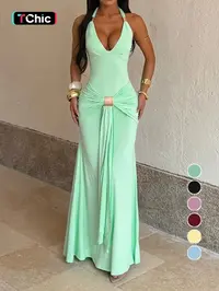 Elegant Backless Halter Neck Dress, Stylish Women's Formal Dress for Parties and Special Occasions, Womenswear, Lady, Dresses for Party