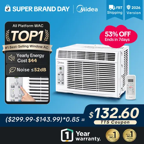 Midea 5,000 BTU Digital Window Air Conditioner, Cools up to 150 Sq. Ft. AC with Easy-to-Use Reusable Filter, Remote, Perfect AC for Bedroom, Living Room, Home Office, Electronic Control