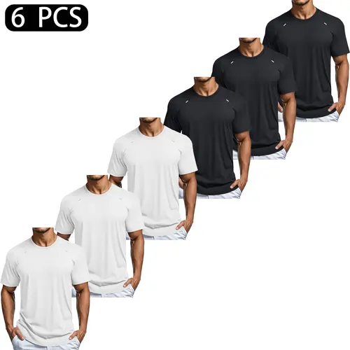 MAGCOMSEN Men's Fitted Cut Crew Neck Mesh Short Sleeve Shirts - 1/3/6 Pack, Lightweight, Sweat-Wicking Workout Tops for Biking, Father's Day Gift, Athleisure Wear with Dry-Fit Freshness,sohochic