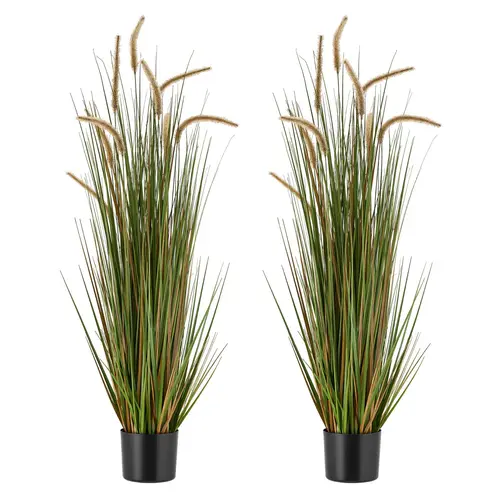 VEVOR 2-Pack (2 Pieces) 47in (4ft Tall) Lightweight Artificial Horsetail Reed Grass in Pot, Premium PVC Leaves, Sturdy Decorative Faux Greenery with Realistic Texture, No-Assembly Instant Plant Decor for Home Garden/Patio, Office Use#SohoChic