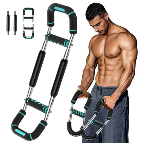 Adjustable Resistance Power Twister Bar - Men's Upper Body Compact Portable Strength Training Equipment, Home Workout Ready Functional Gear, Adjustable Handle, Gym Stuff