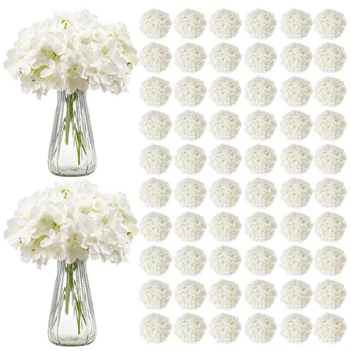 VEVOR Lifelike Silk Artificial Floral Bouquet Flowers, 205 White Hydrangeas with Stems, Decorative Hand-Made Romantic Ornaments for DIY Wedding Bouquets, Home Centerpieces#SohoChic