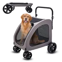 Pet Stroller 4-Wheels Dog Stroller Carrier 160lbs Weight Capacity Portable#SohoChic