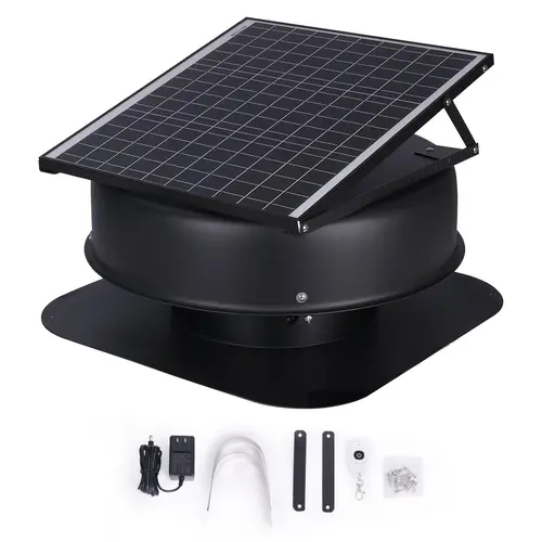 VEVOR Solar Powered Attic Ventilation Fan - 40W (40W & Above) Solar Panel Fan & Exhaust Equipment, 1230 CFM, MPPT Panel, Low Noise, Weatherproof, 110V Smart Adapter, Adjustable Thermostat, Eco-Friendly, Reliable 24/7 Operation, FCC Listed for Home, Garage