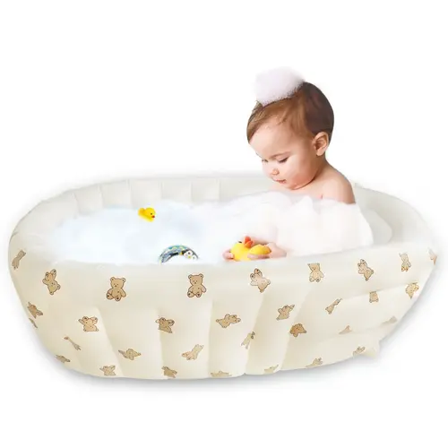 Inflatable Baby Bath Tub, Portable Foldable Baby Bathtub for Newborn to Toddler, Collapsible Travel Bath Tub with Built-in Air Pump, Easy Storage & Space Saving for Home and Travel