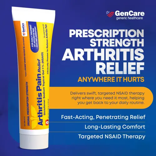 【HSA/FSA Eligible】GenCare Arthritis Pain Relief Diclofenac Sodium Topical Gel 1 Percent (NSAID) - Clinically Proven Arthritis Pain Reliever - Compare to The Active Ingredient in Voltaren Gel (5.29 oz)