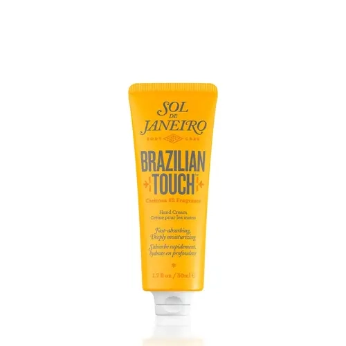 Sol de Janeiro Brazilian Touch Hydrating Hand Cream Tube - Fast Absorbent Moisturizer with Coconut Oil, Caramel, Brazil Nut, Cheirosa '62 Scent, Natural Butters, Bixa Orellana Seed Extract, Daucus Carota Sativa Seed Oil for Daily Dry Hand Care, Dry Hands