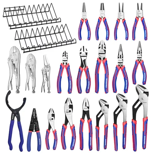 #toolupgrade WORKPRO Pliers Set, 20-Piece Full Assortment of Pliers with 2-pack Plier Organizer Rack, Great Fits for Tool Box Drawer or Tool Chest, Ideal as Home, Garage, Mechanics & DIY Projects