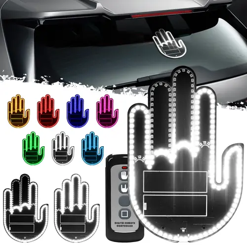 DIBMS High Brightness Car Gesture Light, New Friendly Gesture Light for car rear windows, road rage LED sign with remote control, illuminated gesture light,ambient lighting led lights for cars