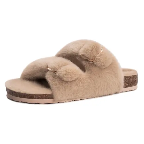 FITORY Women's Cute Fuzzy Ankle Slip-On Slippers - Warm Inner Lining, Casual Chic Bedroom Footwear for Cozy Home Comfort,sohochic