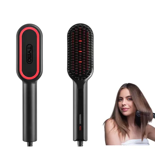 【Live Only】TYMO iONIC PLUS Negative Ions Curlers & Straighteners Hair Straightener Brush - Smooth Bristles, LED Display, 16 Temperature Settings, Dual Voltage, Auto Shut Off, Swivel Cord, Anti-Scald Design