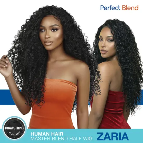 THE STYLIST Zaria Water Wave Half Wig - Women's 26in Master Mix Blend Long Curly Wigs Human Hair, Average Size Cap