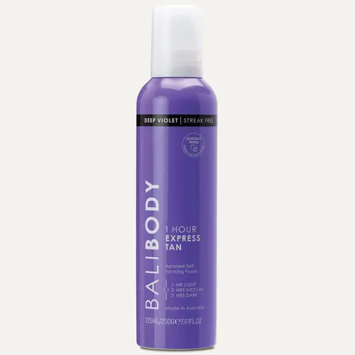 Bali Body | Deep Violet Express Self Tan - 1 Hour Express Self Tanner Foam, Ultra Dark Olive Bronze Tan, Streak-Free, Hydrating with Niacinamide & Vitamin E, Transfer-Resistant