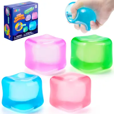 JOYIN 4 Pack Stress Cube, 2'' High Density Cube Fidget Toy, Stress Relief with Slow Rising Sensory Squishy Toys for Kids Adults, Birthday Gifts, Party Favors, Classroom Prizes for Boys Girls,  Butter Stick Squishy