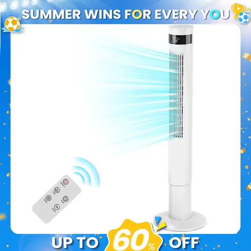 Antarctic Star 43in Compact Tower Standing Fan - 85° Oscillation, 12H Timer, Remote Control, Quiet Operation, Instant Airflow, Easy-to-Use Fan for Bedroom Sleeping, Home Office