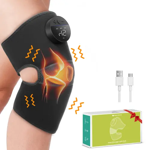 Medcursor Red Light Therapy Knee Brace with Massage - Adjustable, Cordless, 3 Vibration Modes, 5 Heating Levels, Lightweight for Elbows, USB Port, 2000 mAh Battery, ASMR Relaxation Device, Knee Pain Relief, Gifts for Him, Father's Day, Adults