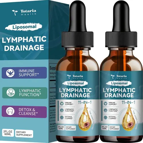 2 pack/3 pack Totaria 11 In 1 Liposomal Lymphatic Drainage Drops -Organic Supplement with Burdock Root Echinacea Elderberry Calendula Cleavers Herb Dandelion Supports Lymphatic Health 2 FL.OZ Healthcare Natural