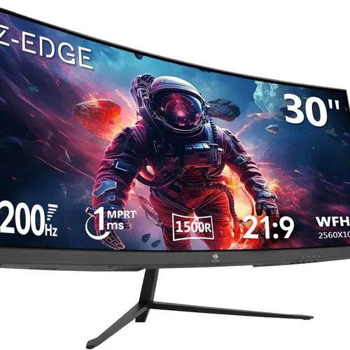 Z-EDGE 30-Inch (29-32inches Range) Ultrawide Curved Gaming Monitor for PC/Laptop, 200Hz Refresh Rate, 1ms Response Time, FreeSync Adaptive Sync, WFHD VA Panel, 99%sRGB, Ultra-Slim Design, HDMI/DP Ports, Christmas Gift