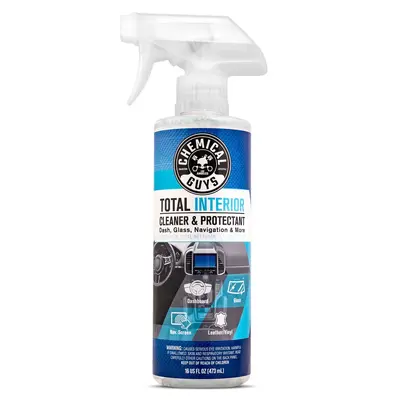 Chemical Guys 16oz 1-in-1 Total Interior Cleaner & Protectant Car Cleaning Kit, Leather-Safe Detailing Product with UV Protection, Residue-Free Streak-Free Interior Leather & Upholstery Cleaner for Vinyl, Plastic, Glass