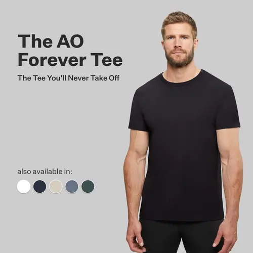 Cuts Men's AO Forever Classic Fit Crew Neck Shortsleeve T-Shirt - Natural Polyester-Cotton-Spandex Fabric, Anti-Odor, Wrinkle-Resistant, Stretch
