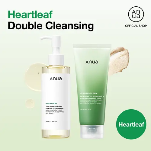 [Anua] 100M Viral Double Cleanser Duo | Pore Cleansing Oil & Gentle Exfoliating Cleanser | Korean Skincare Kit for Clear, Hydrated Skin Mild Heartleaf
