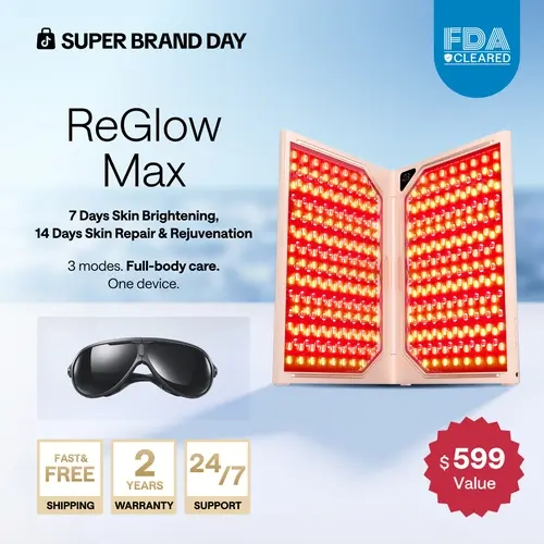 JMOON by Ulike Reglow Red Light Therapy for Face, Medical-Grade Anti-Aging with Red & Near-Infrared Light Therapy, Treats Acne with Blue & Red Light | 3 Modes, 1040 cm² Area, 464 LEDs, Foldable,sohochic
