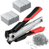 GJANSH 100 PCS/2500 PCS C Clips Hog Ring Pliers Kit, 3/4'' Hog Ring Nail, Fencing Plier Staple Gun Cage Clamp for Animal Pet Cages Fencing, Upholstery, Car Cushions, Meat and Sausage Casings toolupgrade