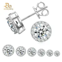 Delzzad S925 Halo Stud Earrings Lab-Created Moissanite Earring Moissanite Jewelry Perfect Birthday Mother’s Day Christmas Gift for Men Women Wedding Set