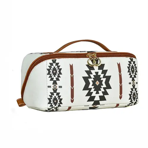 Boho Style Makeup Bag, Cosmetics Bag, Casual Colorblock Makeup Organizer Pouch, Handheld Cosmetic Pouch, Versatile Storage Bag for Skincare, Lotion, Cream, Lip Balm, Eyeliners, Mirror, Stationery, Travel Bag, Cosmetic Travel Bags