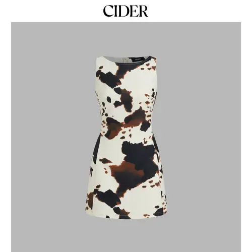 Cider Boat Neck Leopard Print Zipper Mini Dress SohoChic