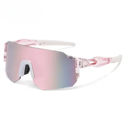 Colorful PA Frame Semi-Rimless Mountain Bike Glasses - Windproof, UV400 Lens Sports Eyewear for Outdoor Fishing, Mountain Biking