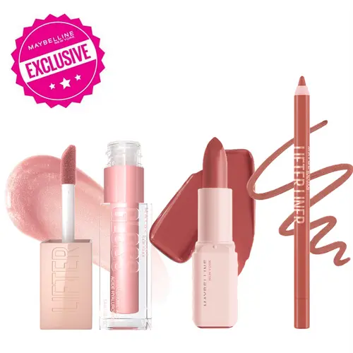 Plumped & Glazed Lips Trio: Lifter Liner, Serum Lipstick, Lifter Gloss, Maybelline New York