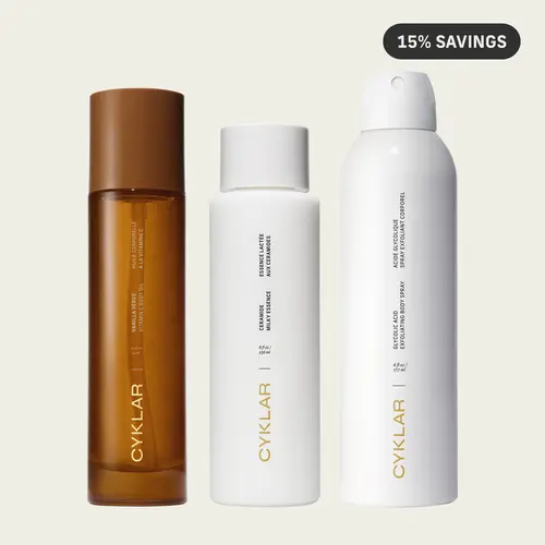 Vanilla Verve Smooth Skin Set – Includes Glycolic Acid Exfoliating Body Spray, Ceramide Milky Essence, Vitamin C Body Oil