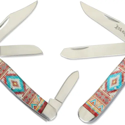 Elk Ridge 2PC Western Style Folding Set - Outdoor Survival Equipment, 7.25" Stockman, 6.5" Trapper for Camping & Hiking