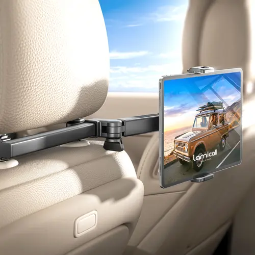 Lamicall Car Headrest Phone and Tablet Holder with 360° Rotating Extension Arm, Fits 4.7–13‑inch iPad and iPhone, Universal Travel Must-Have for Kids, Universal Smartphone Holder, Car Phone Mount, Car Cellphone Moun, Phone Holder For Car, Car Interior Acc
